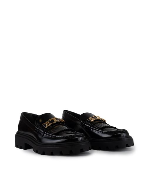 Mocassino con placca e frange black TOD'S | XXW08J0GF80 SHAB999